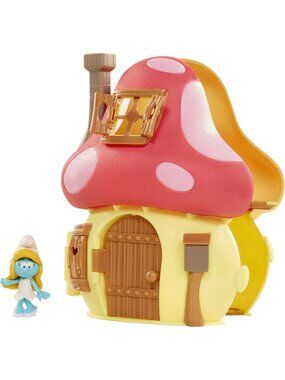 Mushroom House Playset with Smurfette Figure - Fun Movie-Inspired Toy for Kids